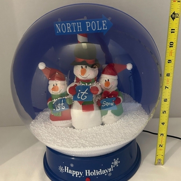 Gemmy Waterless Musical Christmas Snow Globe Let It Snow Happy Holidays 12” Tall - Picture 2 of 10